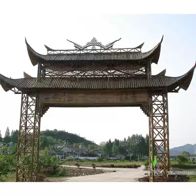 凉亭竹排楼竹房子竹建筑房子牌坊竹工艺竹子jz 001
