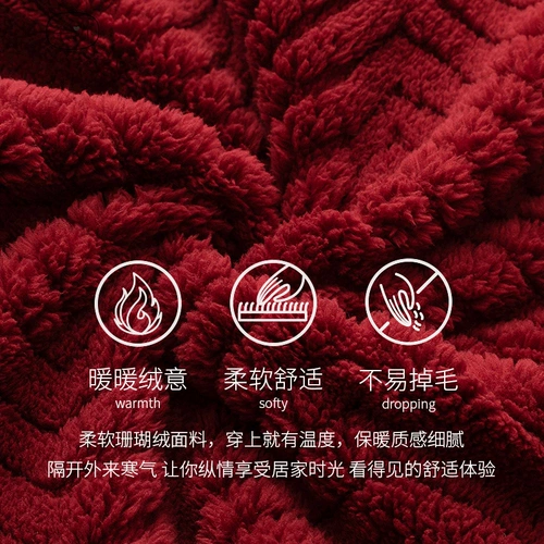 Зимняя пижама для влюбленных, красный коралловый бархатный праздничнный оберег на день рождения, увеличенная толщина