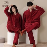Зимняя пижама для влюбленных, красный коралловый бархатный праздничнный оберег на день рождения, увеличенная толщина