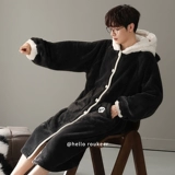 柔可儿 Демисезонный коралловый банный халат, бархатная флисовая пижама, фланелевый зимний длинный комплект, увеличенная толщина