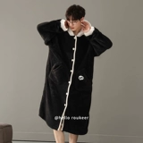 柔可儿 Демисезонный коралловый банный халат, бархатная флисовая пижама, фланелевый зимний длинный комплект, увеличенная толщина