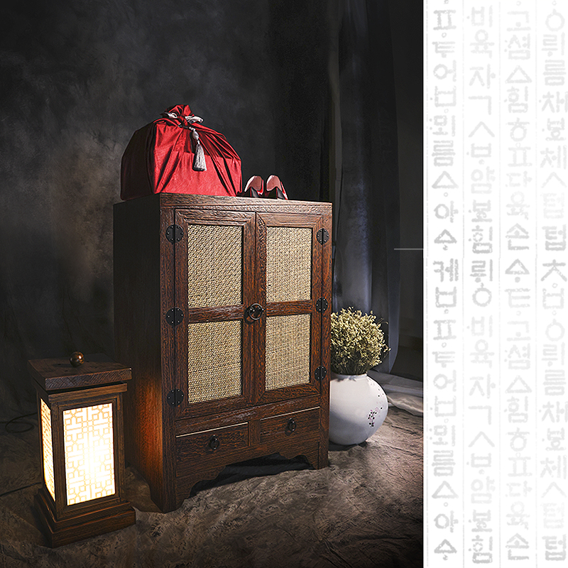 朝鲜族传统艺术之美：梧桐实木柜子G23040