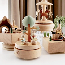Childrens intellectual toys wooden music box music box girls educational toys intellectual development carousel