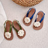 Girls' braided flower princess shoes flip-flop sandals beach