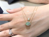 Japan direct delivery Vendome Aoyama 18k gold large oval opal diamond necklace