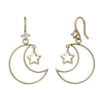Japan direct delivery take up 10k hollow star and moon swaying and flashing star earrings