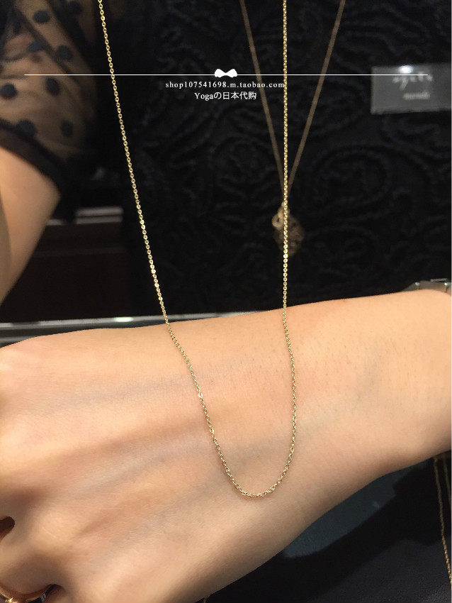 Japan direct agete 10k 18k ball freely adjust 50cm plain chain necklace