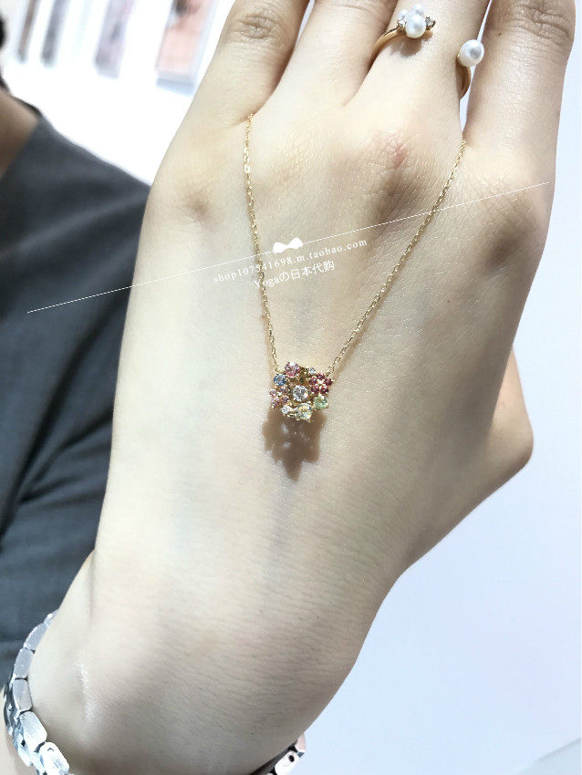 Japan direct mail Samantha Tiara 18k Diamond colored multi-jewel flowers blooming necklace