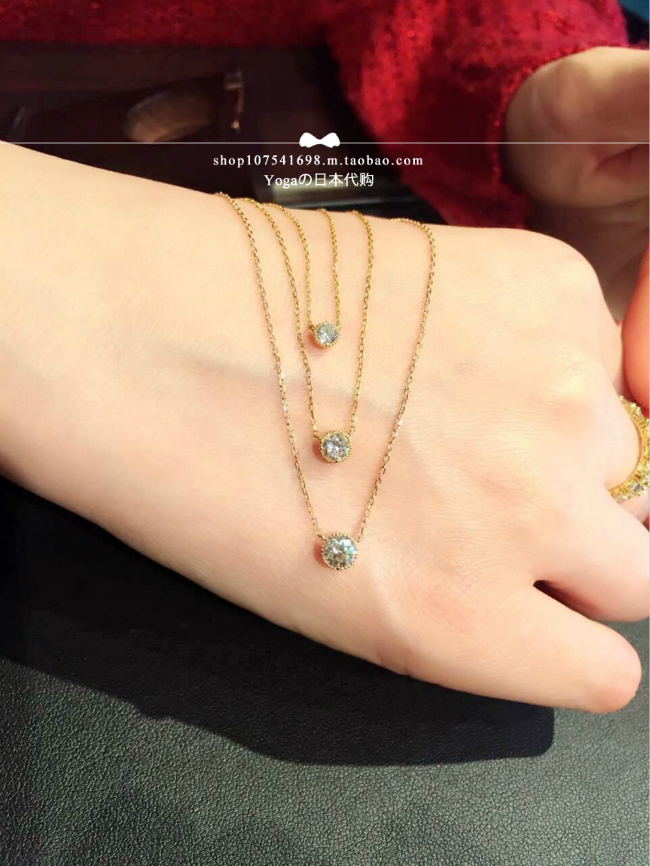 Japan Direct Mail Ginza Rim 18K Aurora Super Flash Single Diamond Necklace