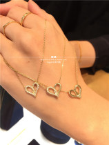 Japan direct delivery AHKAH 18k gold diamond curve love necklace stud earrings ring bracelet