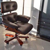 Genuine Leather Boss Chair Business Large Class Chair Solid Wood Office Chair Submassage Can Lie Swivel Chair Home Computer Chair