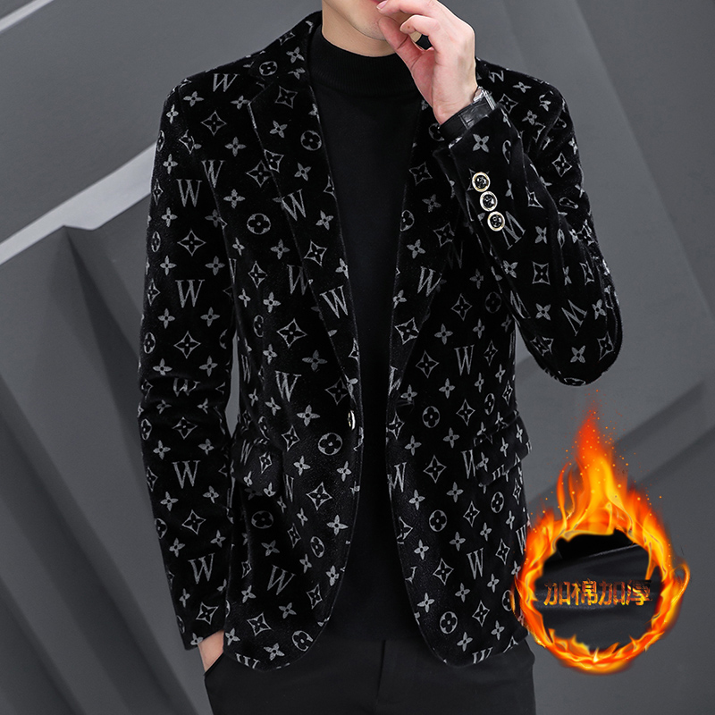 Fall and winter clothes men's Korean edition of handsome small suit youth wearing casual thickening suit coat