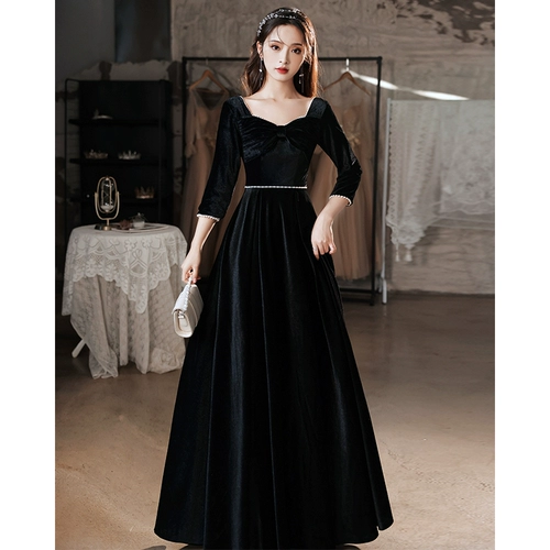 Черное летнее элитное вечернее платье, юбка, французский стиль, изысканный стиль