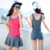 Áo tắm nữ ba mảnh nhỏ học sinh mới võ sĩ bảo thủ che bụng chia đôi áo tắm thể thao áo tắm mùa xuân nóng bỏng 	mẫu áo tắm 2 mảnh	 Bộ đồ bơi hai mảnh