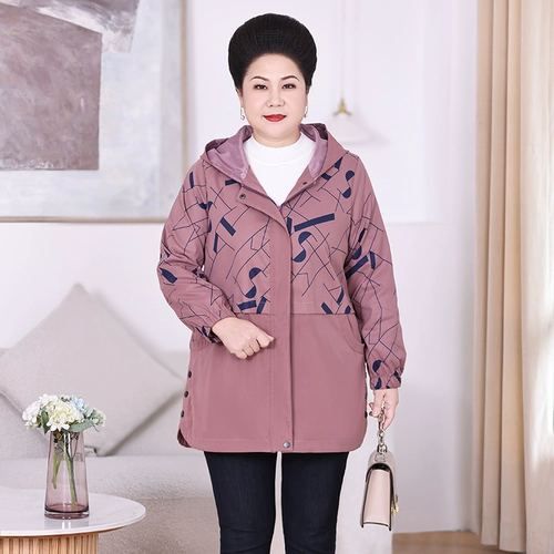 Куртка для матери, толстовка с капюшоном, модный плащ, оверсайз, для среднего возраста, большой размер, в западном стиле