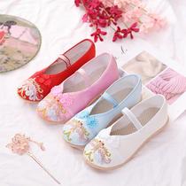 Childrens Hanfu girls embroidered shoes ancient costumes democratic style princess shoes Chinese style students performance shoes old Beijing cloth shoes