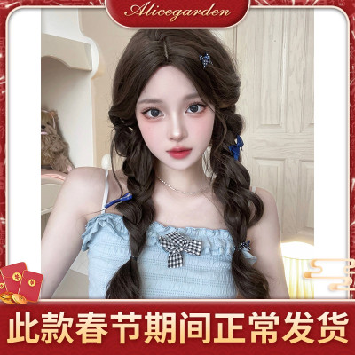 taobao agent Wig, wavy curly bangs with hair parting, internet celebrity, Lolita style