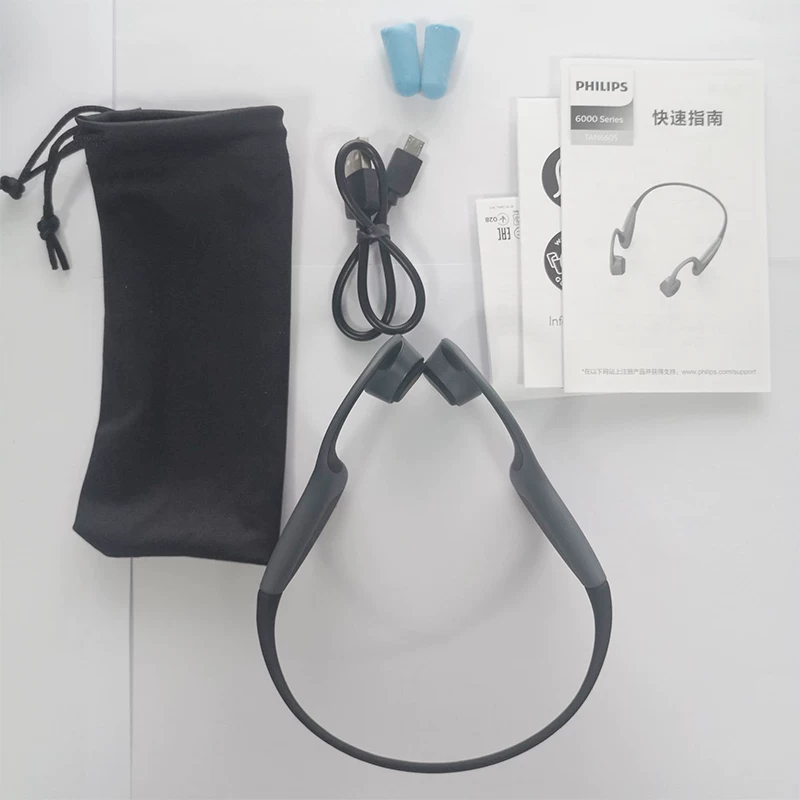 Беспроводные наушники теснотя звукопроводящие (костная проводимость) Philips TAN6605 для спорта бега влагозащищенные Bluetooth Android универсальное устройство