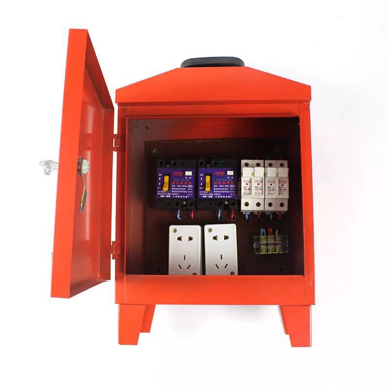 220V Three-hole electric case 2-machine Ergate small electric box Temporary distribution box Temporary distribution box Site portable red box Two-level two lighting