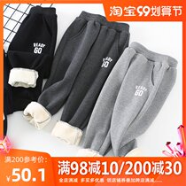 Boys plus velvet pants autumn and winter one velvet sports pants children wearing casual pants girls trousers tide