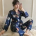 Đồ ngủ phụ nữ mùa xuân và mùa thu dài tay lụa băng Nhật Bản kimono mùa thu lụa dễ thương ren hai mảnh phục vụ tại nhà - Bộ Pajama