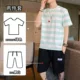 Nam giới quần âu năm điểm phù hợp với nam giới trẻ mùa hè Phong cách Hàn Quốc xu hướng áo phông ngắn tay áo sơ mi hai mảnh rộng rãi - Bộ đồ