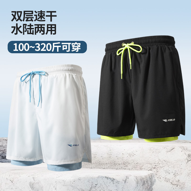Men's Loose-Fitting Extra-Large Swim Trunks, Anti-Embarrassment, Extra-Large, Professional Quick-Drying Hot Spring Pants, Men's Five-Point Swim Trunks