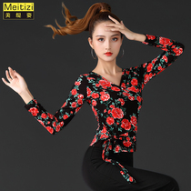 Autumn Latin dance practice clothes womenS tops new adult modern national standard dance clothes BAO WEN strap dance clothes