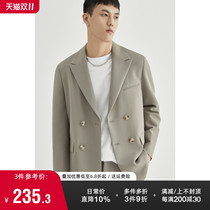 (Chu grid) solid color small suit mens casual jacket spring and autumn single Western Japanese retro mens dk suit jacket