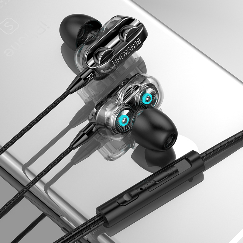 In-Ear Headphones Quad-Core Dual-Circuit Karaoke Mobile Phone Universal Earplugs Line Heavy Bass HD Chicken WJHH A4