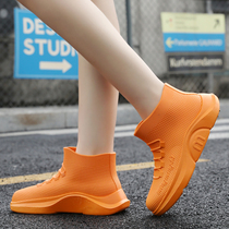 Pull-back short-tube rain boots for women 2024 new water shoes waterproof and non-slip rain boots lightweight shoes for rainy days