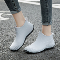 Pull-back rain boots for women soft soles shallow mouth low-cut short-tube car wash non-slip waterproof shoes food kitchen work rubber boots rain boots