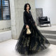 Black evening dress skirt women's new 2022 hot style banquet temperament celebrity host design sense niche high-end summer