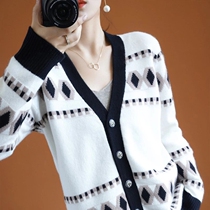 DonLevia ~ autumn winter new thin models goat sweatshirt diamond collage 100 lap blouses retro lazy wind