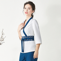 Tangyue spring and summer new Pedicure Foot Bath technician beauty salon beautician health SPA overalls womens seven-point sleeves