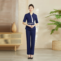 Tang Yue 2022 Spring Summer New Technician Work Clothes Womens Foot Bath Pedicure Health Preservation Hall SPA Massage Sauna Short Sleeve Dress