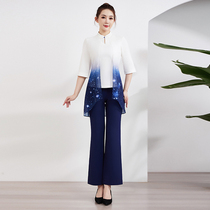 Tang Yue 2022 Spring Summer New Pedicure Technician Work Suit Womens Foot Bath Health Club SPA Massage Suit Middle Sleeve