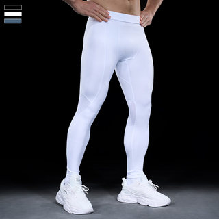 Overbearing muscle fitness pants men's solid color sports tight bottoming quick-drying high-elastic running training compression trousers
