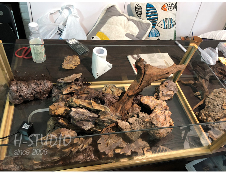 Аксессуары для рептилии 专业造景发泡胶鱼缸龟缸雨林缸水陆缸沉木假山流水青龙石色零甲醛 Coloer