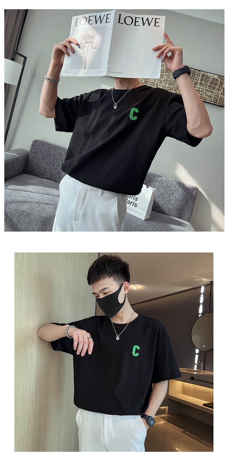 Men's short sleeved for summer, new 2022 Korean version trend, handsome round neck, simple and fashionable T-shirt top_voghion.com