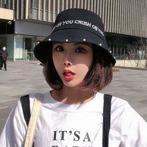 2022 early spring hat female Korean version of the all-match alphabet pearl fisherman hat street casual basin hat sun protection sun hat summer