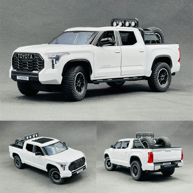 1:24 Scale Boxed Toyota Tundra Pickup Alloy Car Model, Pull-Back Sound and Light Toy Car, Off-Road Simulation Metal Car