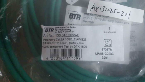 BTR CABLE 1308452055-E RJ45 CAT6A S/FTP 2M 6A Двойной сетевой кабель Двойной экранирование