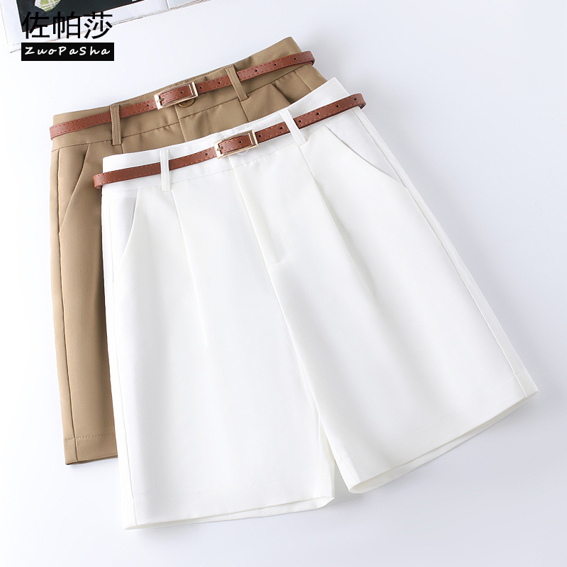Women's Summer Thin Suit Shorts 2026 New High-Waisted Loose Four-Quarter Wide-Leg Pants Casual Straight Five-Quarter Mid-Length Pants