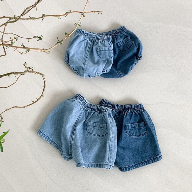 Korean Style Denim Shorts Summer Clothing Infant Shorts Boys and Girls Pocket Denim Romper Pants Baby Thin Pants