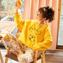 Pajamas womens spring and autumn cotton long-sleeved cotton Korean version sweet thin section can be worn outside home clothes two-piece suit summer
