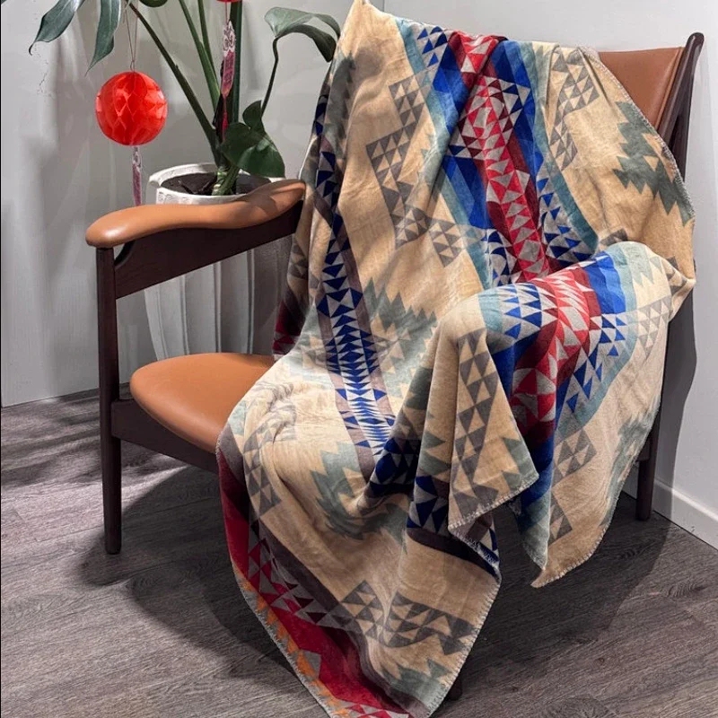 American Pendleton Retro Casual Throw Blanket, Double-Sided Two-Tone Crystal Velvet Blanket for Home Sofa, Vintage Style for Girls American Pendleton Retro Casual Throw Blanket, Double-Sided Two-Tone Crystal Velvet Blanket for Home Sofa, Vintage Style for Girls