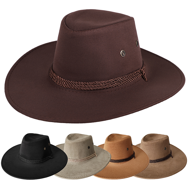 Special Western cowboy hat Grassland tourist visor Men's and women's summer cool hat Mongolian imitation leather breathable large brim hat