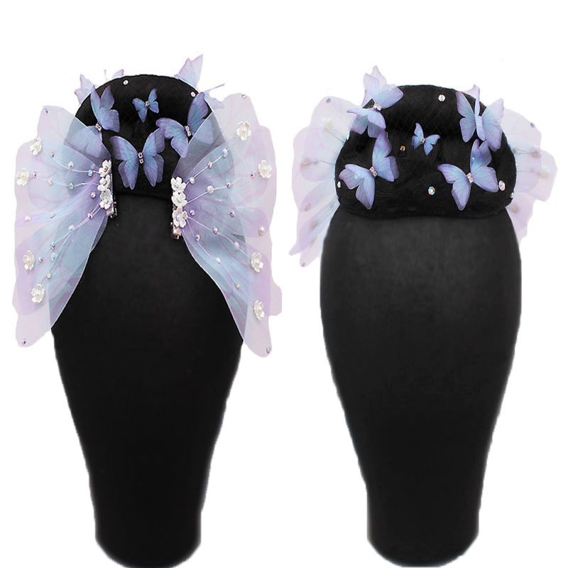 Classical Dance (Butterfly Fragrance) Butterfly Dance in the Flowers, Butterfly Fragrance Headdress, Art Exam Performance, Stage Performance, Hair Bun, Butterfly Hair Accessory