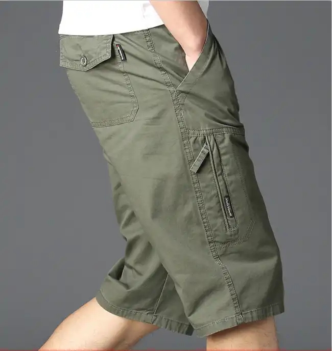 Wanshichang Pangfu Clothing Store Summer Shorts Cotton Men's Casual Pants Pockets Comfortable Breathable Workwear Cropped Pants